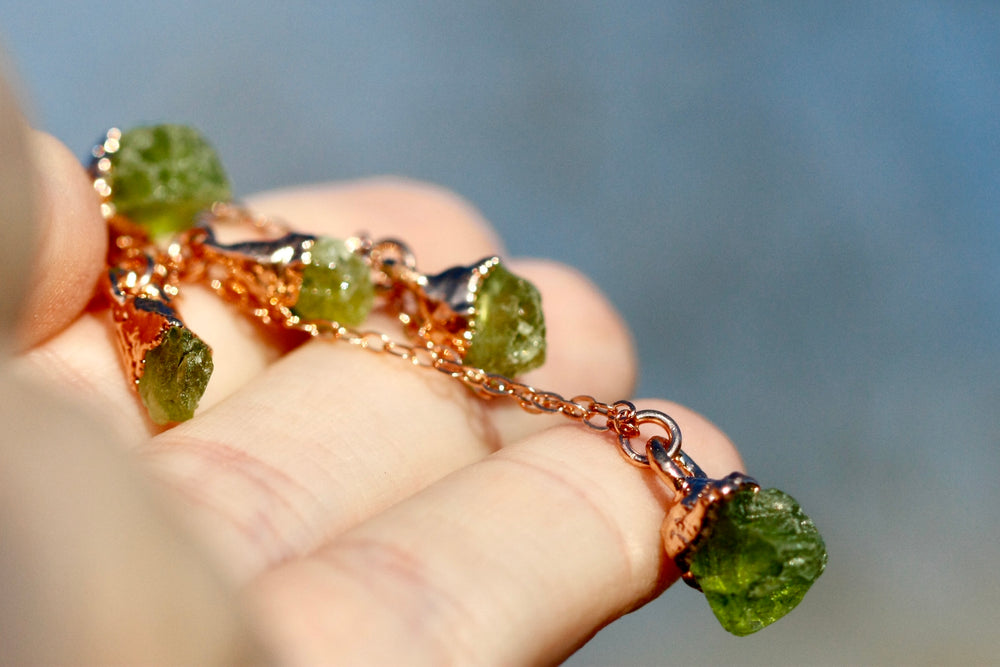 
                  
                    August Raindrops Necklace // Peridot in Rose Gold, Gold, or Silver - Little Sycamore
                  
                