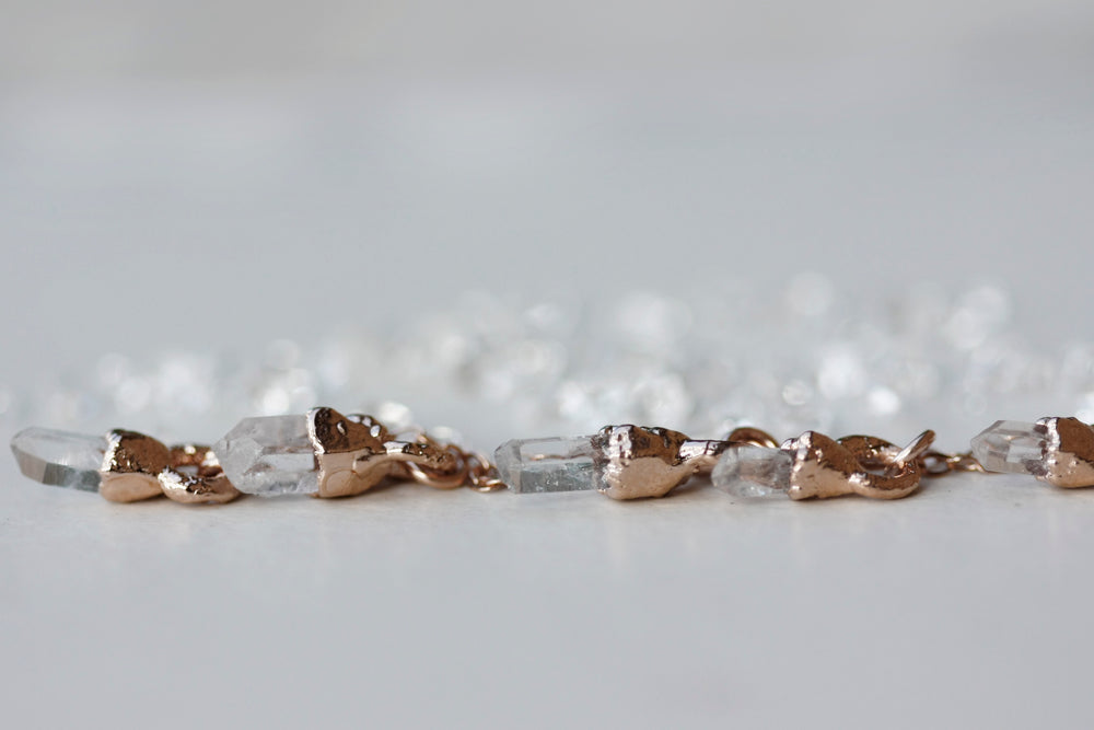 
                  
                    April & Angel Baby Raindrops Necklace // Diamond Quartz in Rose Gold, Gold, or Silver - Little Sycamore
                  
                