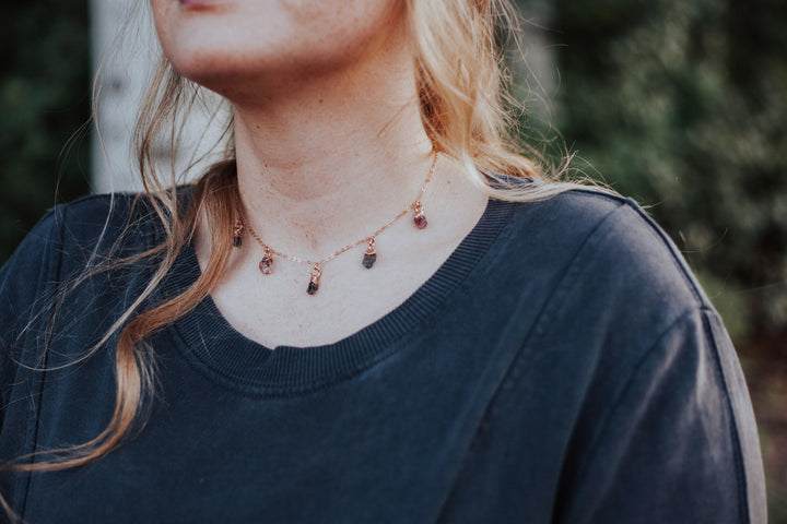 August Raindrops Necklace // Spinel in Rose Gold, Gold, or Silver - Little Sycamore