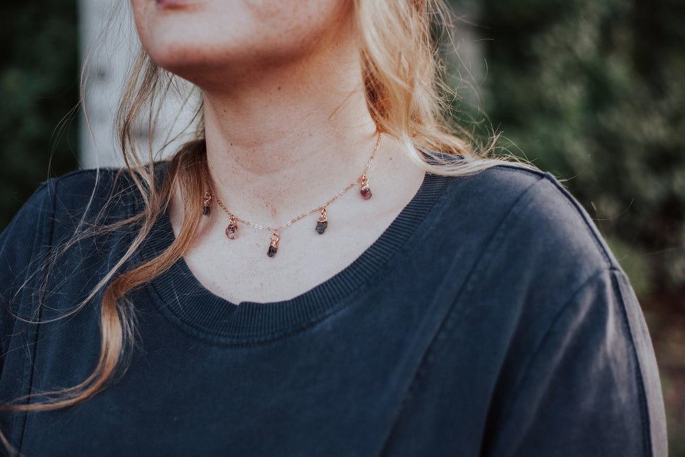 
                  
                    August Raindrops Necklace // Spinel in Rose Gold, Gold, or Silver - Little Sycamore
                  
                