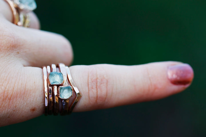 March Stackable Ring (single stone) // Rose Gold, Gold, or Silver - Little Sycamore