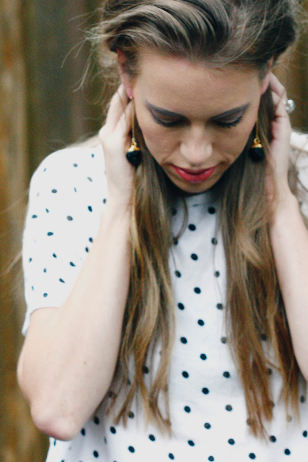 Black Tourmaline Drop Earrings // Gold - Little Sycamore