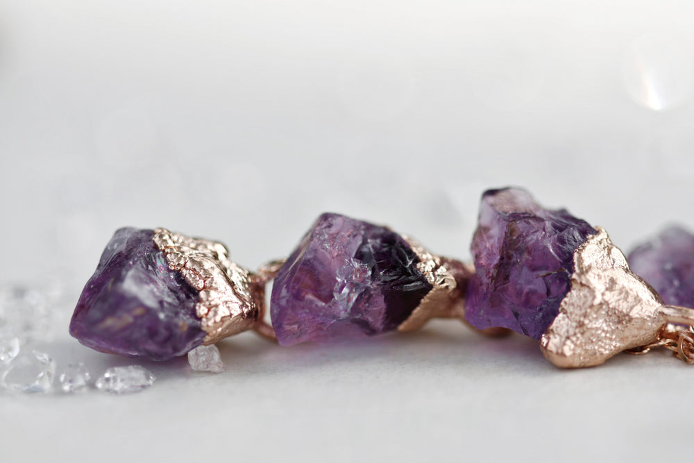 
                  
                    February Raindrops Necklace //Amethyst in Rose Gold, Gold, or Silver - Little Sycamore
                  
                