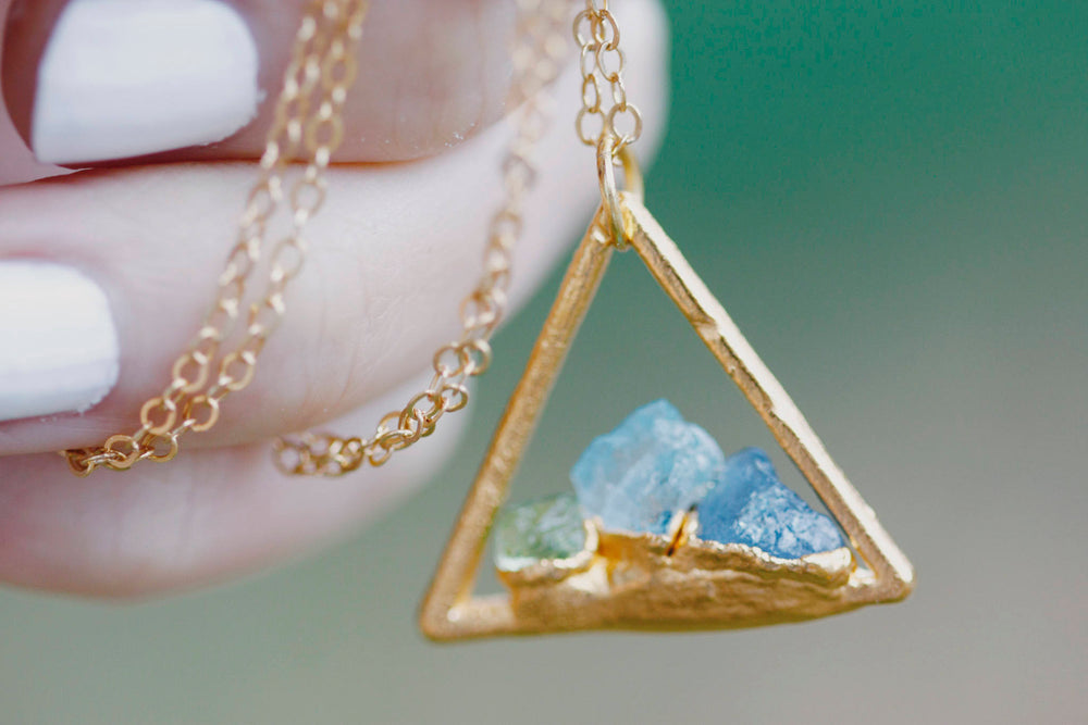 
                  
                    Mothers Triangle Necklace // Rose Gold, Gold, Silver - Little Sycamore
                  
                