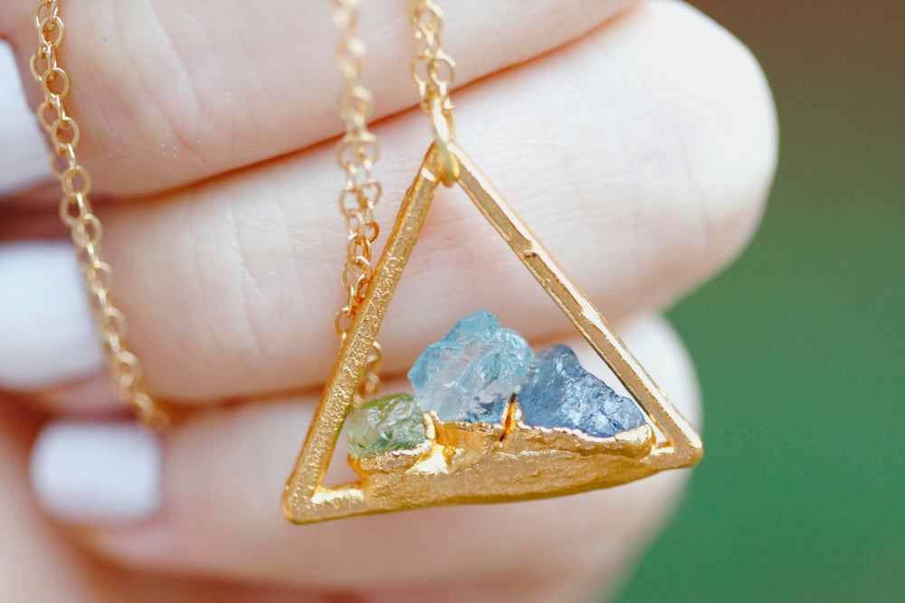 Mothers Triangle Necklace // Rose Gold, Gold, Silver - Little Sycamore