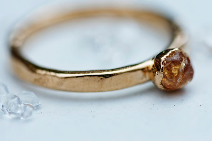 January Stackable Ring (single golden stone) // Rose Gold, Gold, or Silver - Little Sycamore