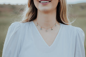 
                  
                    March Raindrops Necklace // Aquamarine in Rose Gold, Gold, or Silver - Little Sycamore
                  
                