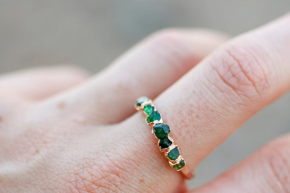 
                  
                    October Stackable Ring (green multi stone) // Rose Gold, Gold, or Silver - Little Sycamore
                  
                