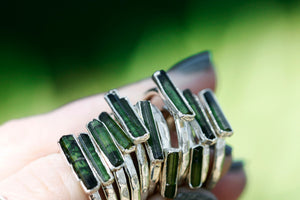 
                  
                    October Stackable Ring (green tourmaline bar) // Rose Gold, Gold, or Silver - Little Sycamore
                  
                