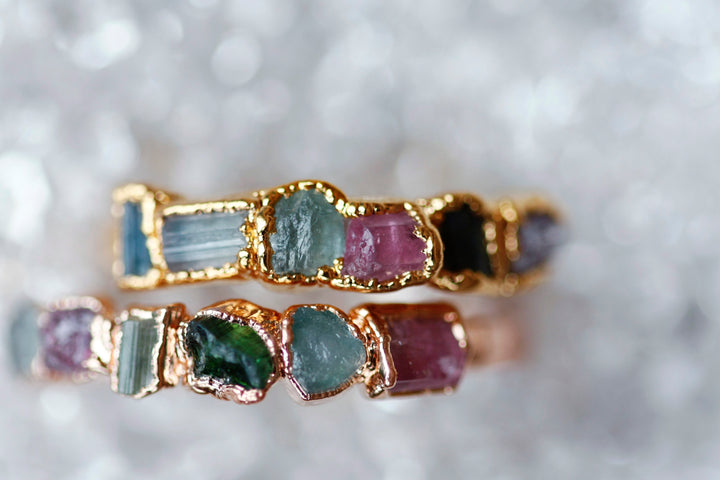 October Stackable Ring (multi color row) // Rose Gold, Gold, or Silver - Little Sycamore
